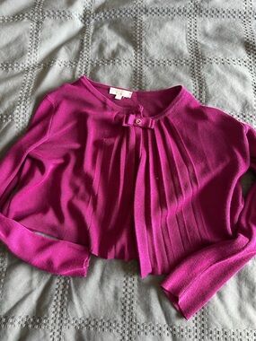 Gucci kids Fuchsia Pleated Front Cropped Cardigan with Bow